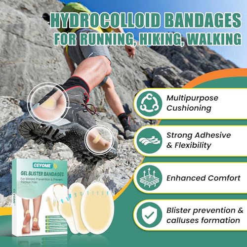 Image of Blister Bandages for Feet - 21Pcs Hydrocolloid Bandages for Blister Prevention & Recovery, Blister Pads for Heel & Toe Protection - Variety Pack