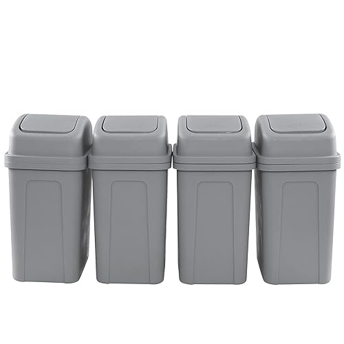 Cand Paquete de 4 cubos de basura de 7 litros, cubo de basura de plástico de 1.8 galones, cubo de basura gris