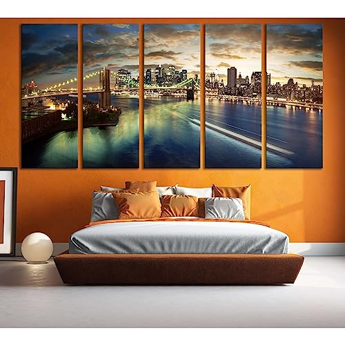 New York Cityscape №611 tableau 5 panneaux 200x100 cm salon Deco