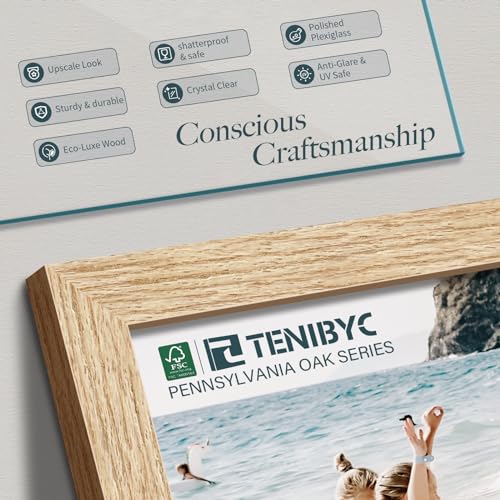 TENIBYC 24x36 Oak Wood Frame for Poster - 3 Pack, Natural Solid Wood Picture Frame, Wall Gallery Frame - Image 3