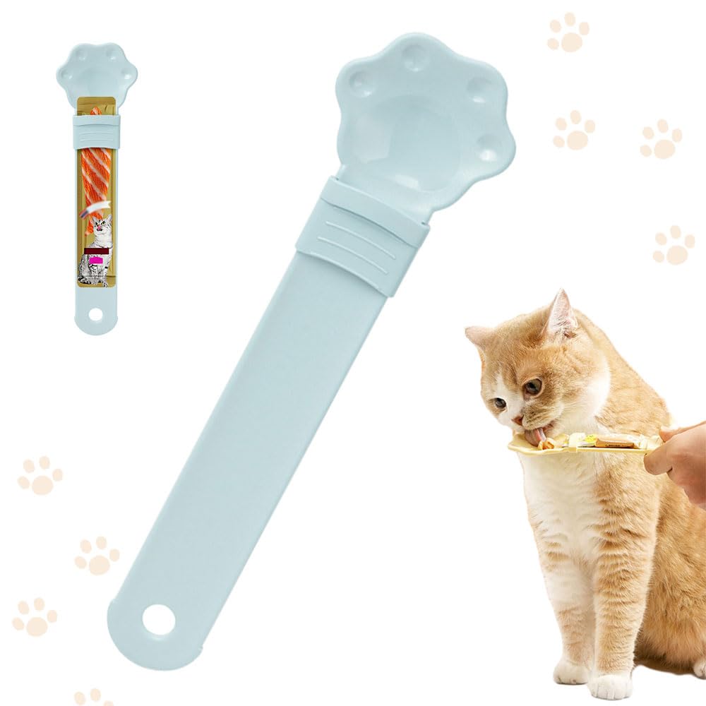 Cecurpo Cat Strip Feeder, 2024 New Cat Strip Happy Spoon Cat Treat Feeder Food Spoon with Hanging Hole, Multi Functional Cat Wet Treat Squeeze Treat