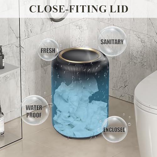 Image of Motion Sensor Bathroom Trash Can with Lid, 3 Gallon / 11L Automatic Bathroom Garbage Can, Smart Black Garbage Can, Touchless Trash Bin, Small Waste Basket for Bedroom, Kitchen, Apartment,Office