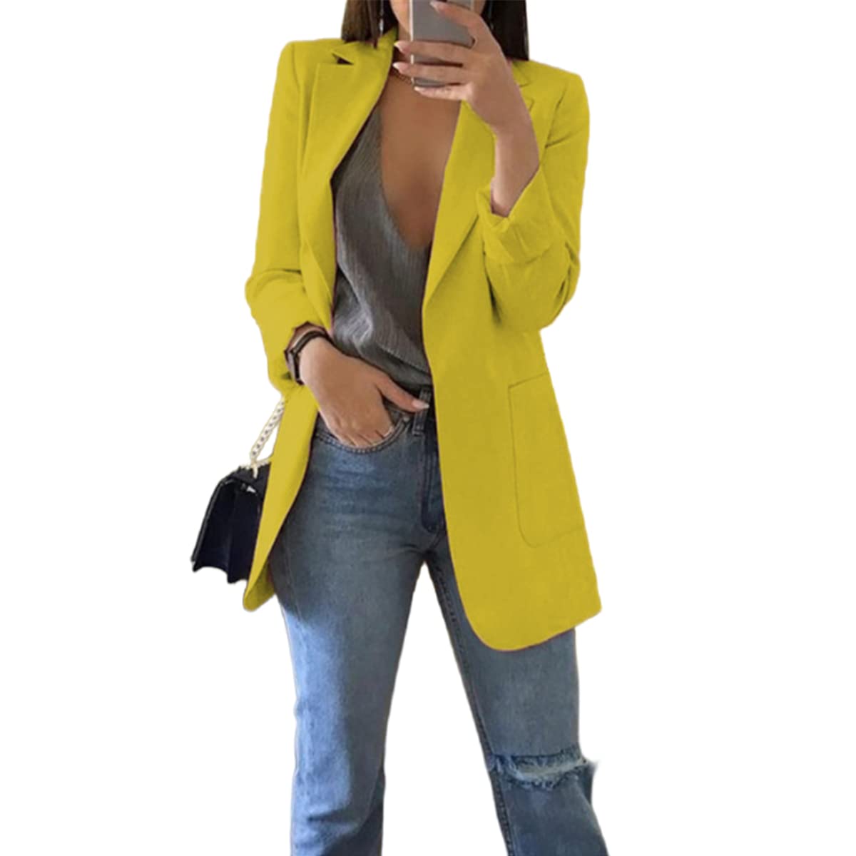 Blazers for Women Business Casual Lapel Long Sleeve Balzer Dressy Elegant Open Front Office Work Suit Jacket 2025
