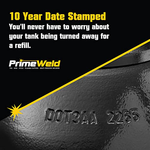 Primeweld 75% Argon 25% Co2 Bottle 40Cf | Dot 3Aa | Usa Cga 580 Valve | Best Gas Blend For Mig Welding | Cylinders Full & Ready To Use #TOP2
