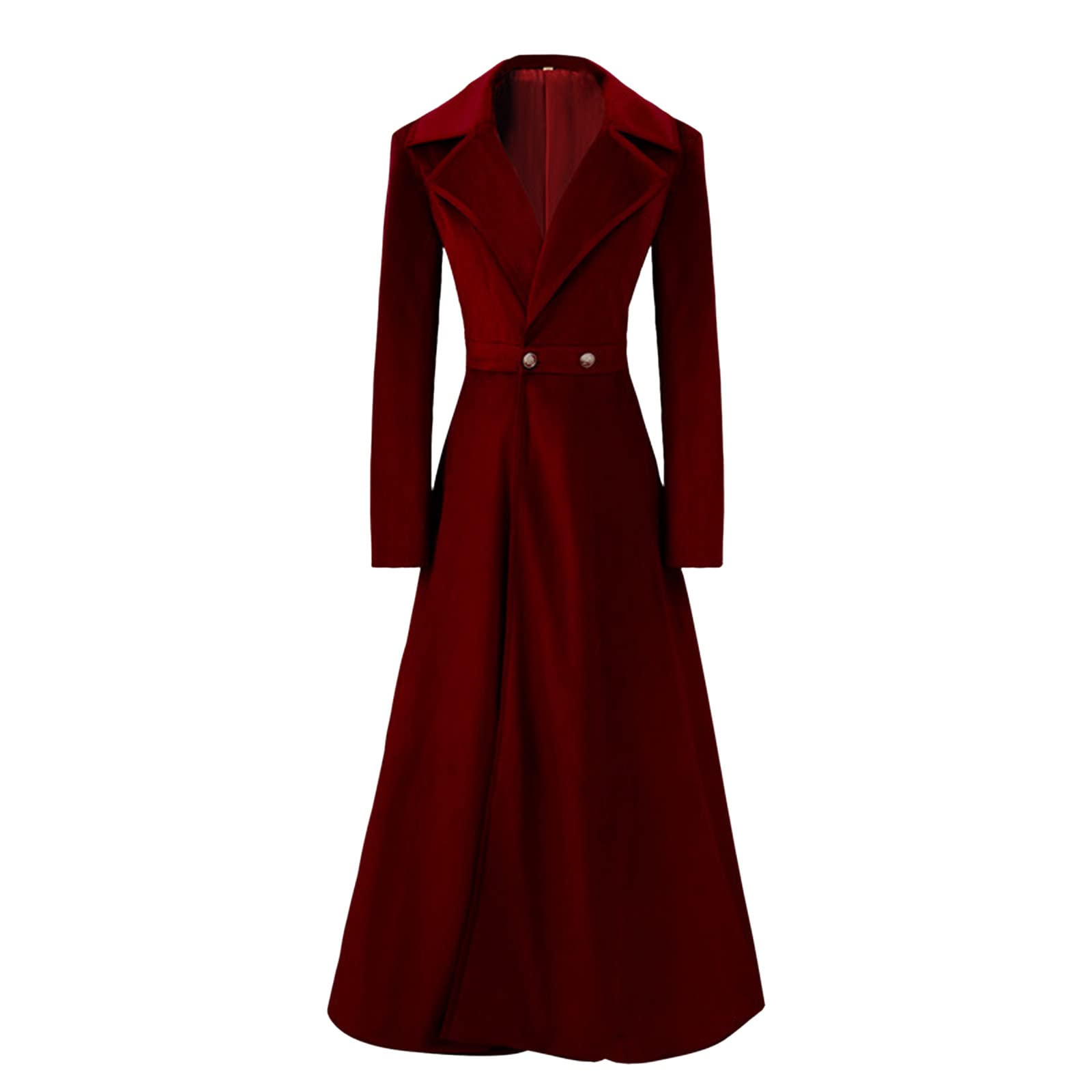 ZSBAYU Womens Burgundy Velvet Victorian Steampunk Tail Jacket Medieval Steampunk Tailcoat Victorian Gothic Jacket Frock Coat(Red,XX-Large)