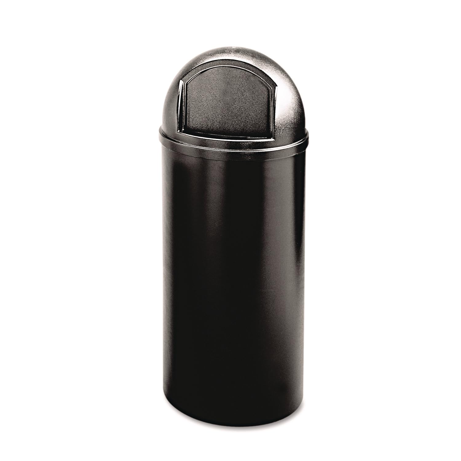 Rubbermaid Commercial Products Marshal Domed Round Trash Can 25-Gallon Black Indoor/Outdoor Garbage Container for Parks/College Campus/Outdoor Shopping Mall/Restroom/Restaurant/School