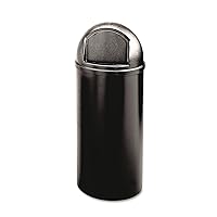 Vista 7 de Rubbermaid Commercial Products Marshal Classic Container Round Trash Can 25 Gallons Beige Outdoor for Parks/College Campuses/Outdoor Shopping Malls