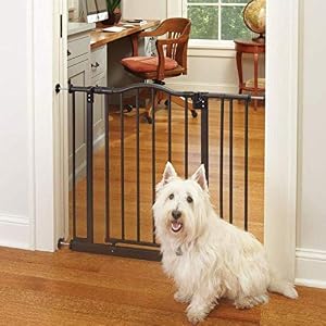 North States MyPet 3825 wide Windsor Arch Pet Gate Heavy duty metal construction with triple lock technology Dog gate cat gate Pressure Mount Fits 2825 3825 wide 285 tall Matte Bronze