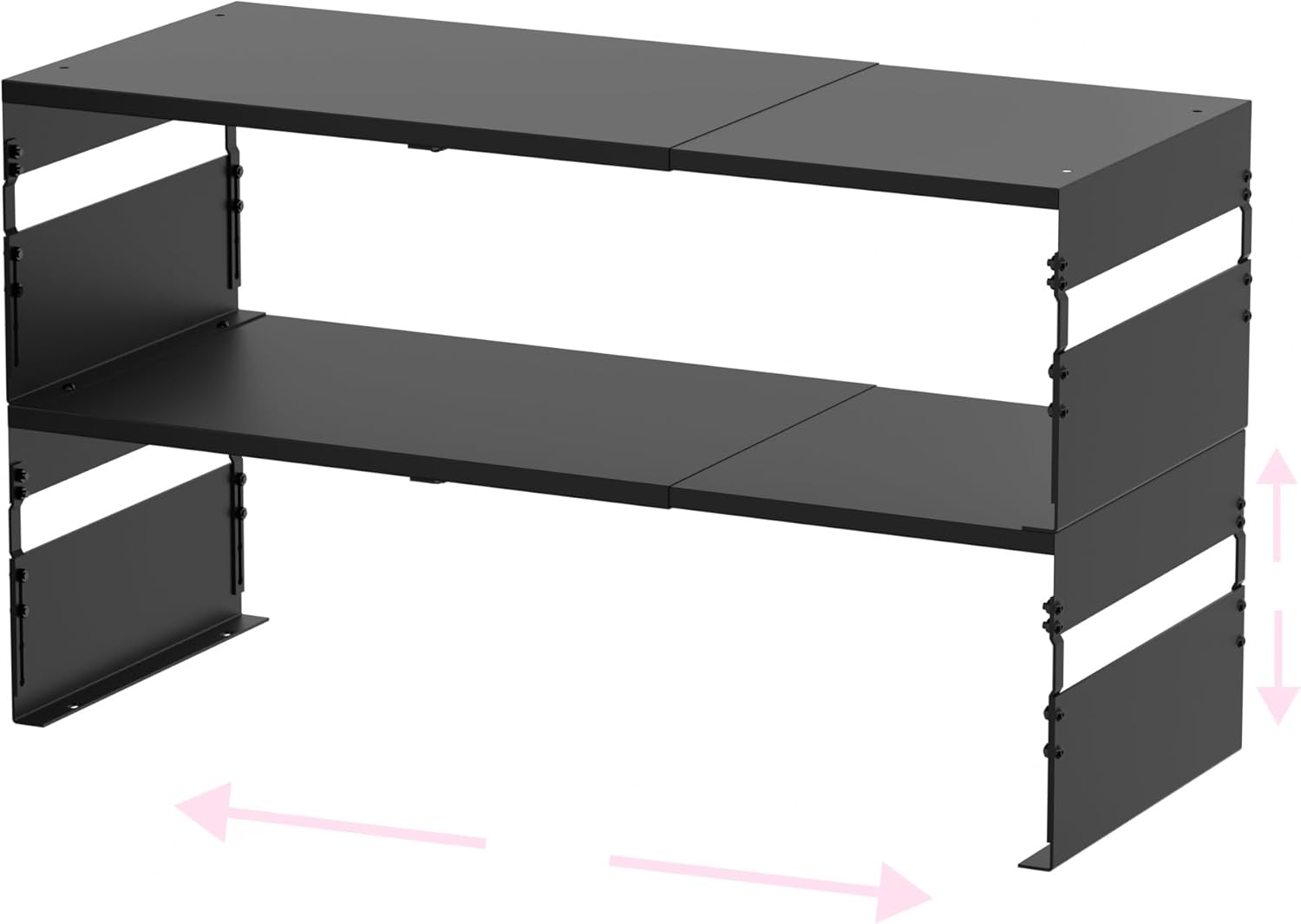 Adjustable Metal Bedside Shelf – Stackable Shelf for Bedroom, Living Room, Office, Space-Saving Storage Organizer, Easy Assembly，Sleek Matches Any Decor（2PACKS/White