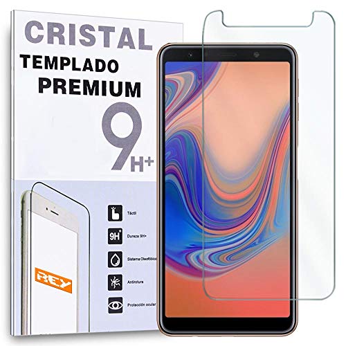 REY Protector de Pantalla para Samsung Galaxy A8 Plus/Samsung Galaxy A7 2018, Cristal Vidrio Templado Premium