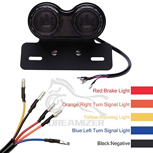DREAMIZER Universal 40 LED Dual Motorrad Rücklicht Bremslicht Blinker Lauflampe mit Nummernschild Halterung für Custom Street Bike Dirt Bike Cruiser Chopper(Rauch)