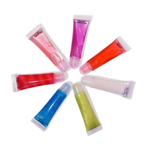 Miniatura 2 de M&U Sparkle - Juego de brillo de labios con bolso de mano, 7 piezas de sabores surtidos, bálsamo labial hidratante, favor de fiesta, maquillaje