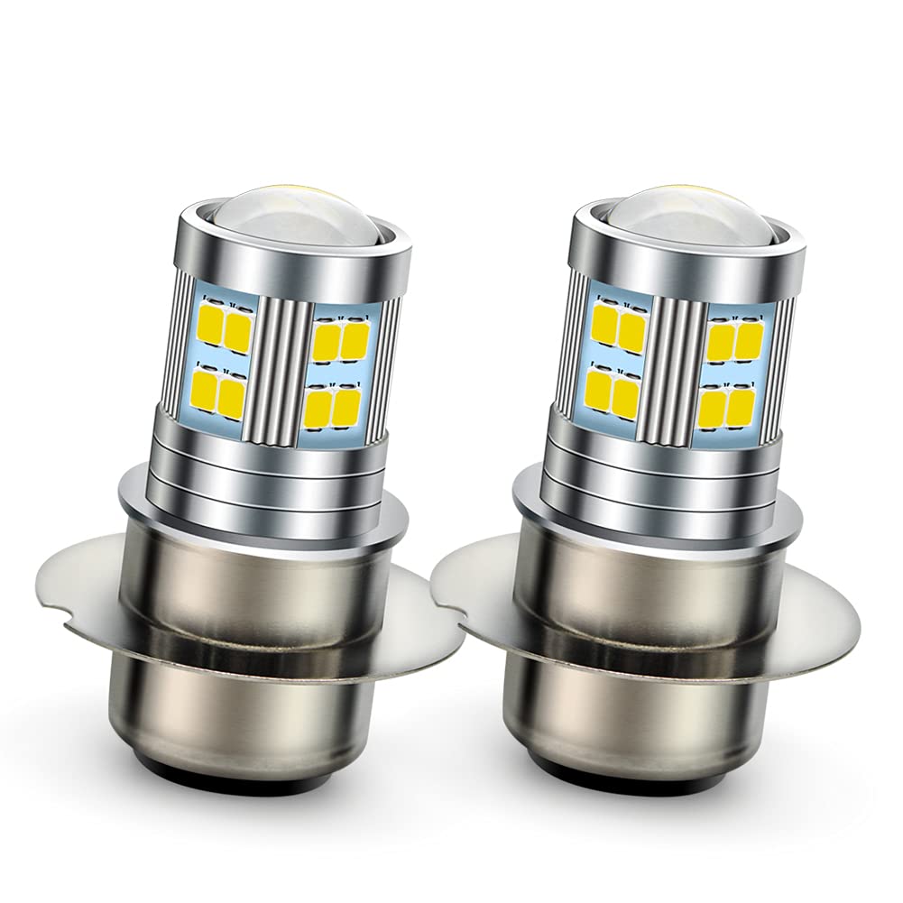 Ruiandsion2pcs P36D LED Motorbike Headlight Bulb 8-24V Super Bright White 2835 24SMD Chips LED Bulb with High Low Beam