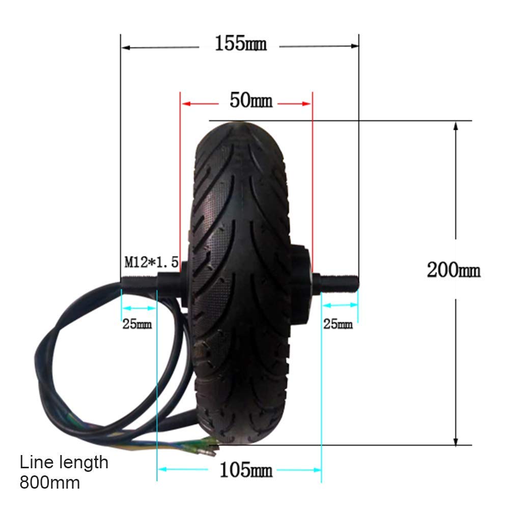 Accesorios para scooter eléctrico, motor Hall sin escobillas de alta potencia de 36 V, 48 V y 350 W, disco de freno de disco, adecuado para el reemplazo del motor de scooter de 8 pulgadas, incluidos l