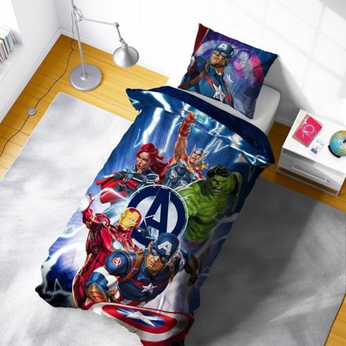AVENGERS Official Iron Man, Hulk, Thor, Captain America Single Duvet Quilt Cover Set