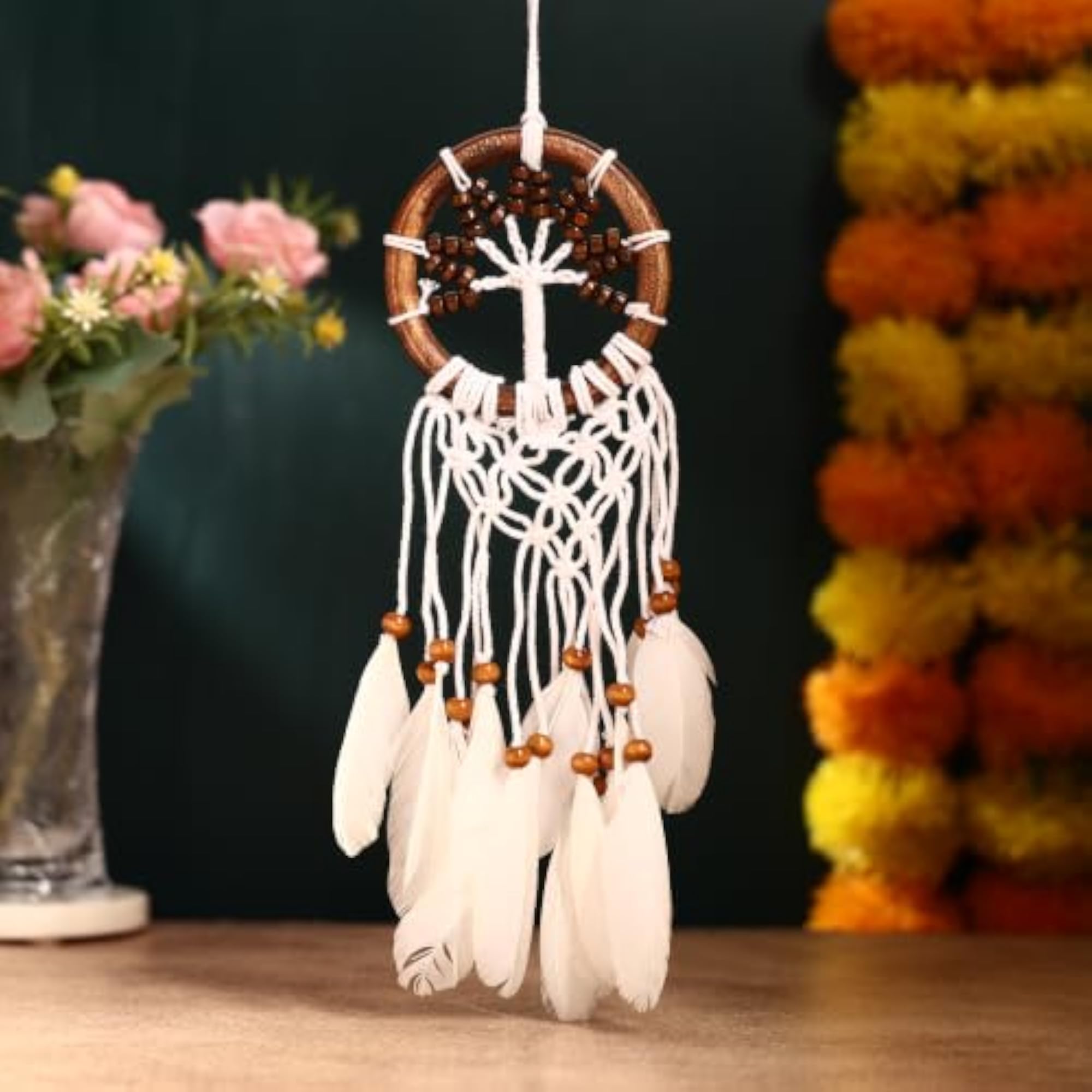 Tree Dreamcatcher for Car, Wooden Ring Wall Hanging Decor