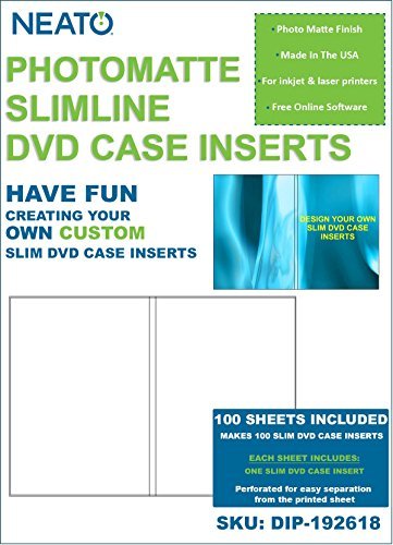 NEATO PhotoMatte Slimline DVD Case Inserts - 100 Pack - DIP-192618 - Online Design Studio Access Included