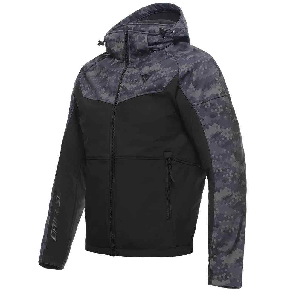 Dainese - Ignite Tex Jacket, Motorbike Jacket for Men, Water Repellent and Breathable Fabric Fleece, Men Motorcycle Jacket Rainproof, Shoulder & Elbow Protectors, Black/Grey Camo