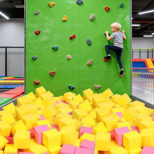 WINTECY 24PCS Foam Cubes 5"x5"x5"- Foam Pit Blocks Set, Soft Stacking Blocks for Indoor Games,Trampolines, Gymnastics, Parkour & Action Sport (Pink and Yellow) - image 5