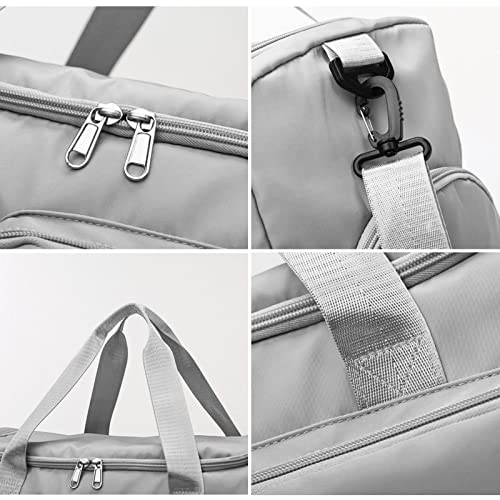 Image of Suruid Sports Gym Bag with Shoes Compartment Travel Duffel Bag with Dry Wet Separated Pocket for Men and Women, Overnight Bag Weekender Bag Training Handbag Yoga Bag, Gray