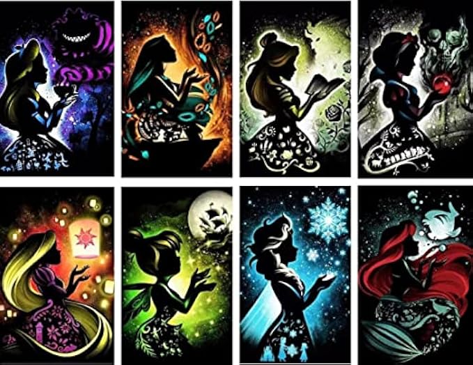 ZSWLLHP 8-Pack Disneyy Diamond Painting Set, Upgrading Diamond Art Kit for Adults, Cross Stitch Full Diamond Brilliant Diamond Embroidery Picture Art Craft Home Wall Decor Gift 30.48 x 40.6cm