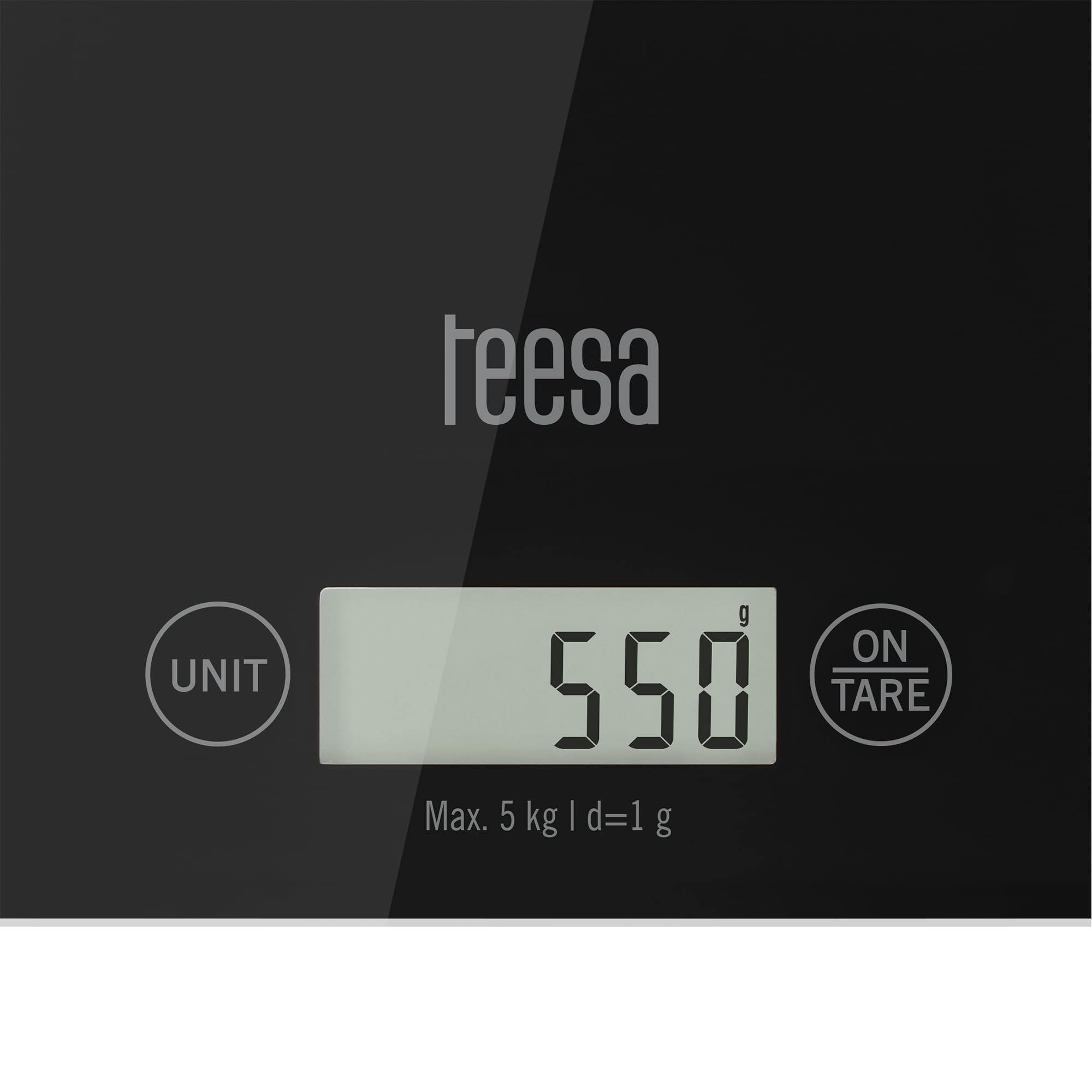 Teesa Waga Kuchenna Elektroniczna Szklana Domowa Tarowanie 5kg Czarna