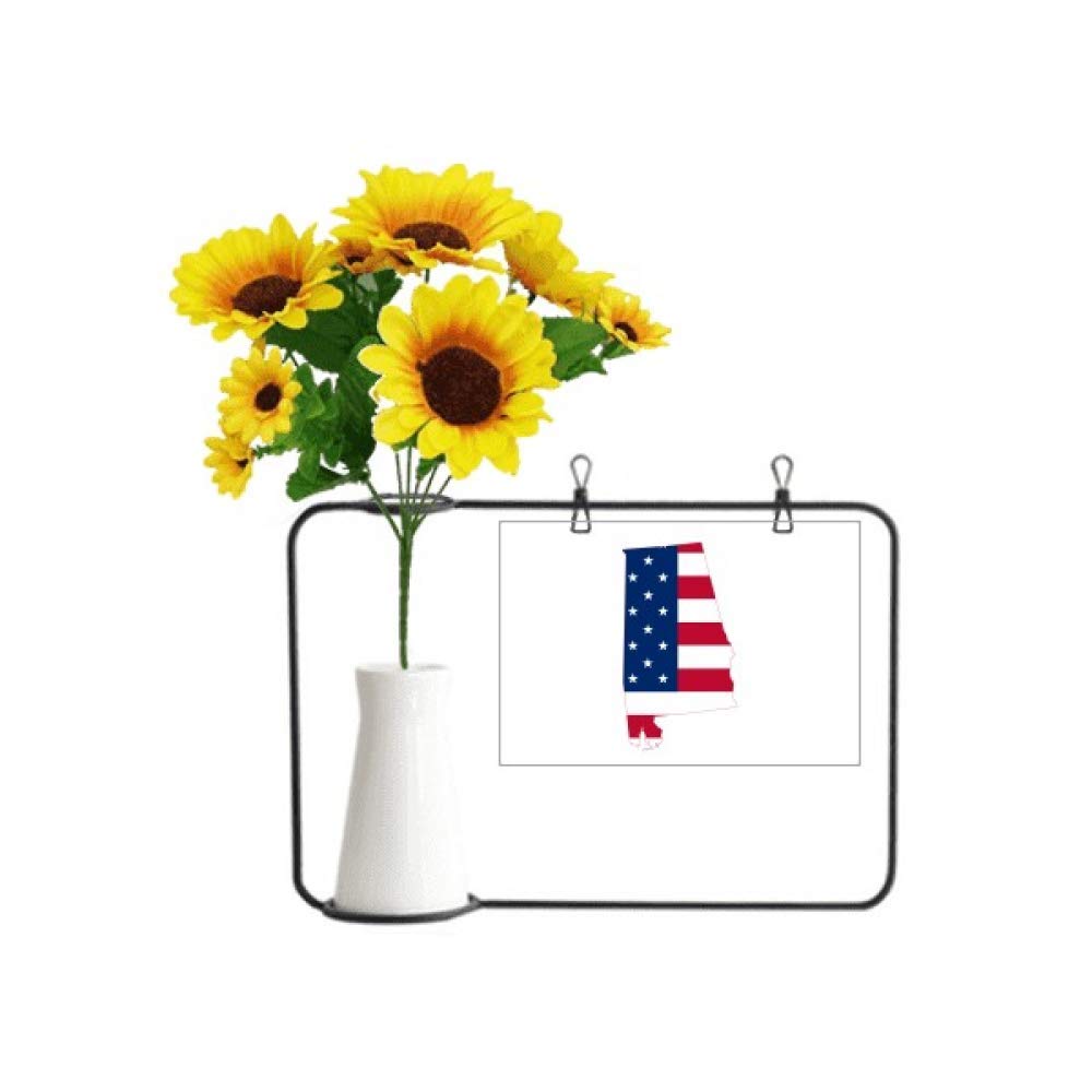 Carte de bénédiction tournesol artificiel avec drapeau Alabama et carte USA pour cadeaux