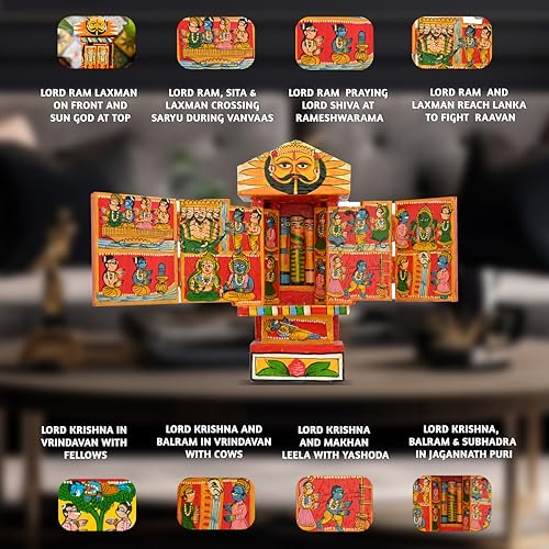 Image of Antique Showpiece Wooden Handicraft for Living Room Home Decor - Handmade Heritage Ethnic Accent for House Warming Gift and Home Decoration | Ram Krishna