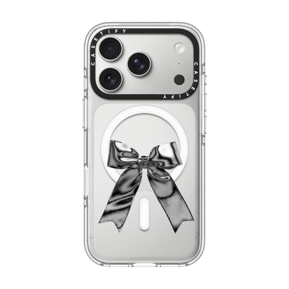 CASETiFY インパクト クリア iPhone 17 Pro ケース [黄変防止/クリア 透明/MagSafe対応] - Metallic Ribbon - Clear