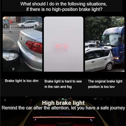 Camidy Tira de luz de freio LED para carro, montagem alta, luz de freio flexível, 3 modos de LED ter