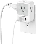 TESSAN Multi Plug Outlet Extender, Gray | 4 AC Splitter, 2 USB A Ports, 1 USB C Port, Surge Protector, Wall Outlet Expander