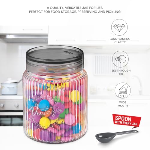 Image of MILTON Olive 750 Airtight Food Grade Modular Plastic Container | BPA Free, Stackable & Transparent | Wide Mouth with See-Through Lid | Ideal for Cereals, Pulses, Spices, Set of 3, 750 ml each, Grey