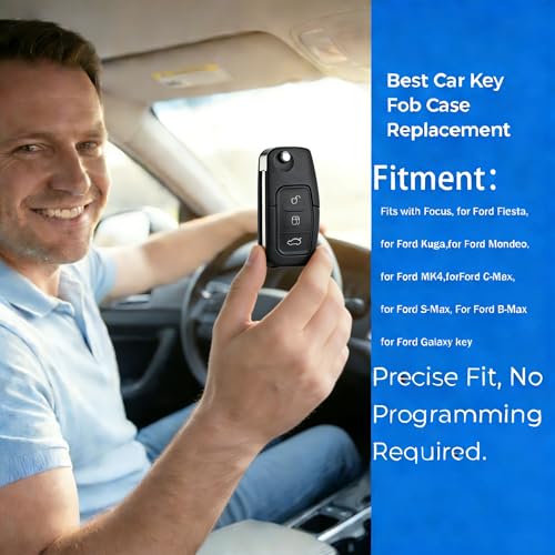 3 Button Flip Key Fob Case Replacement with Uncut Blade & Battery for Ford Focus Fiesta MK7 Mondeo MK4 Kuga C-Max S-Max Galaxy B-Max Ecosport KA Connect (2009-2015) - Image 4