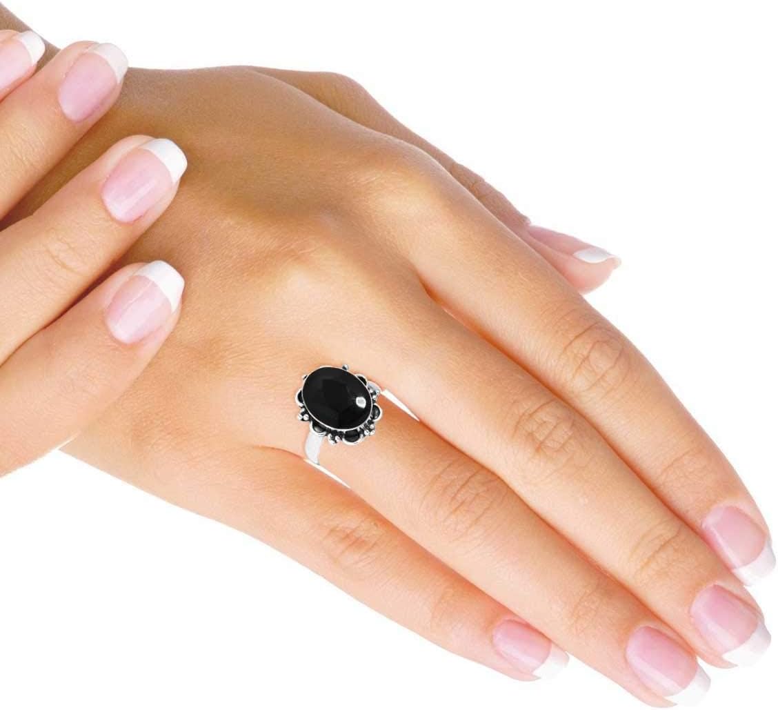Natural Gemstone Ring For Women Carnelian, Amethyst, Pearl, Agate Oval Boho Genuine 925 Sterling Silver Handmade Jewelry