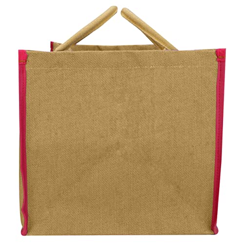 Image of Double R Bags Reusable Grocery Shopping Jute Gift Bag With Cotton Handle for Wedding, Return Gifts & Birthday Party - (Brown) Pack of 1