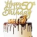 Happy 50th Birthday Cake Toppers, 3 Piezas Oro Decoración para Tarta para Niñas Niños Mujeres Hombre Decoración de Pastel Cumpleaños, Cake Cupcake Topper Suministros de Purpurina para Fiestas
