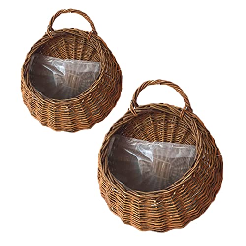 Yardwe 2 Piezas De Mimbre para Colgar En La Pared Macetas para Plantas Al Aire Cestas Colgantes para Plantas Macetas Al Aire para Plantas De Interior Cesta De Flores Vintage