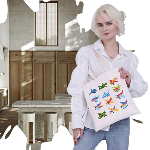 VAMSII Airplane Tote Bag Airplane Lover Gift Pilot Internship Gift Aviation Staff Gift Type Of Aircraft (Airplane tote)4