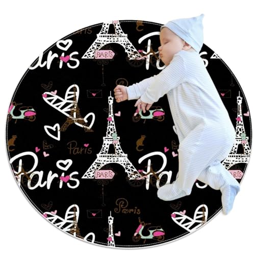 Tapis de salle de bain tour Eiffel rond pour chambre de bébé - 2