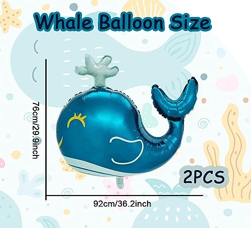 Image of Whale Balloon Gant Whale foil Balloons 2Pcs Ocean Theme Party Decoration | Ocean Animal Balloon Under The Sea Party Decorations Birthday Baby Shower Supplies 2Pcs