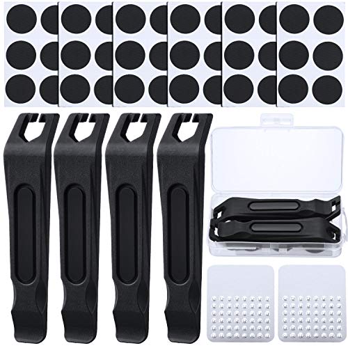 HESTYA Bike Tire Lever Set Includes 4 Pieces Tire Lever Tools, 2 Pieces Bicycle Levers Tyre Patches Rasp Tools, 36 Pieces Bike Tyre Patch Repair Kit with Plastic Box Bicycle Tire Changing Tools