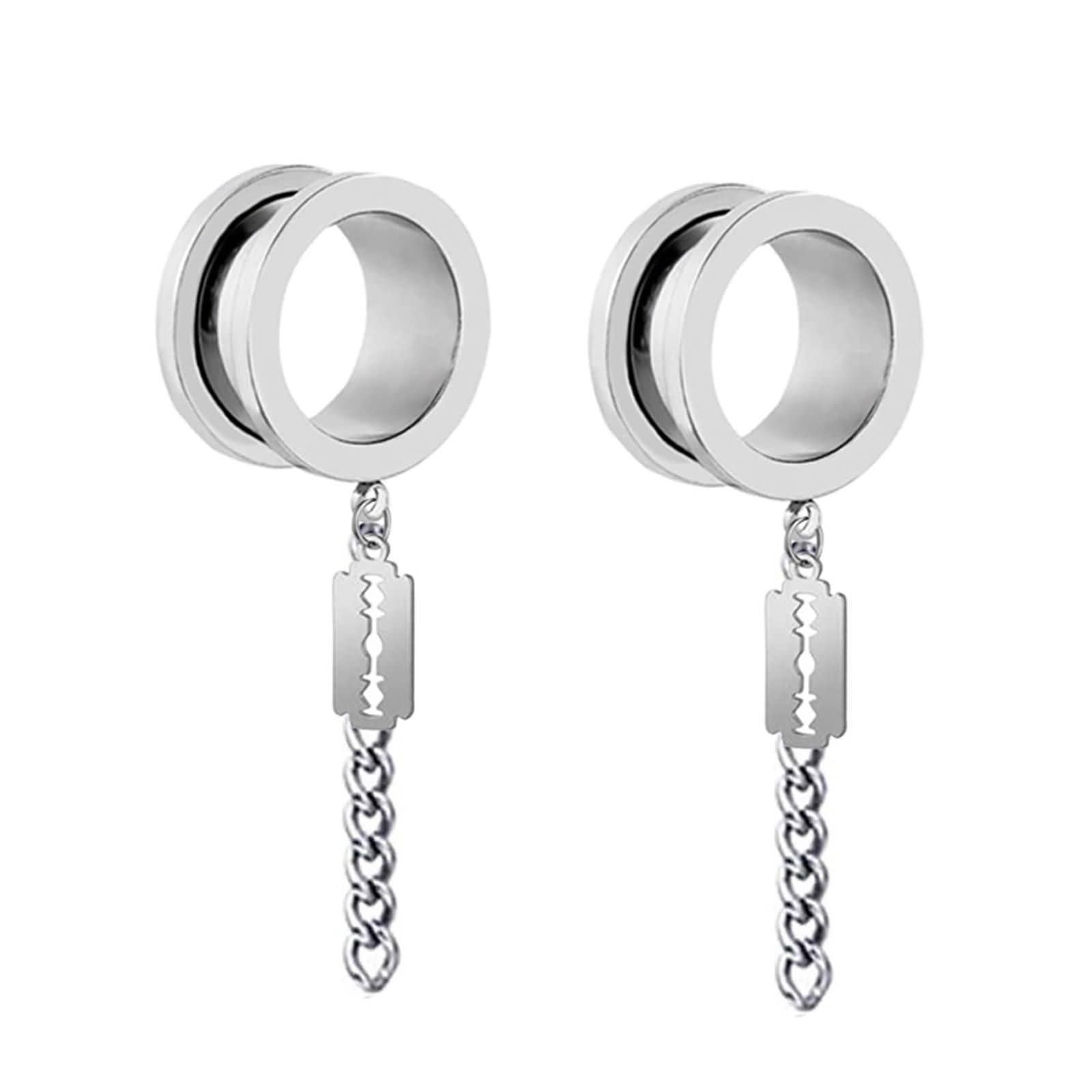 Daesar Ohr Tunnel Set, Plugs 6-25MM Edelstahl Hängend Geometrie mit Schraubverschluss Ohrringe Piercing Tunnel Plug