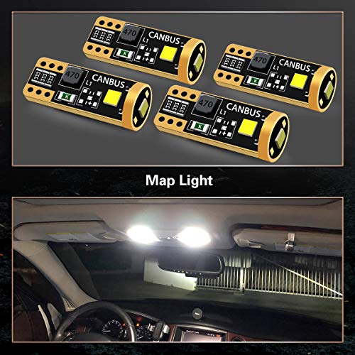 Image of LASFIT 194 LED Bulb 6000K White, T10 168 2825 W5W LED Replacement Light Bulbs, For Dome Map Light, Door Light, Courtesy Light, License Plate Light, Trunk Light, Super Bright (Pack of 4)