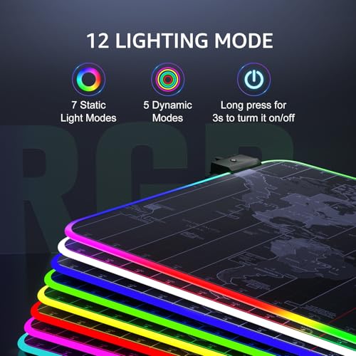 image for KTRIO RGB Large Gaming Mouse Pad with Stitched Edges, Superior Micro-W