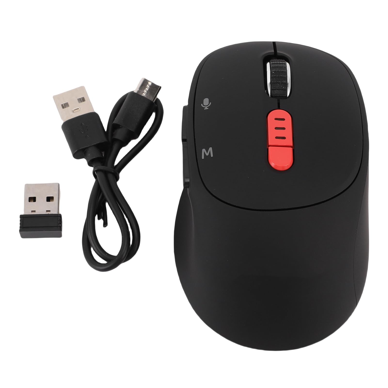 Bewinner M9 AI Sprachmaus für GPT, 6-in-1 Kabellose Maus mit Spracheingabe und Übersetzung, Leise, Ergonomische Bluetooth-Mäuse, Wiederaufladbar mit 3-Modus-Konnektivität für PC (Black)