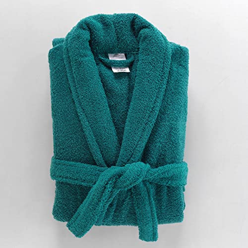 Douceur d'Intérieur Peignoir avec col châle, Taille Unique, Emeraude, 100% Coton, Tendresse