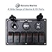 6 Gang Boat Rocker Switch Panel Waterproof Marine DC 12V LED Illuminated Switches with Digital Voltage Display, 3.1A Dual USB Outlet, 12V Power Charging Port for RV Car Truck Vehicles Yacht