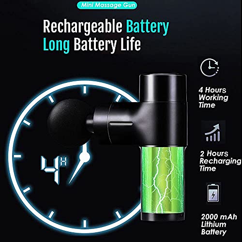 Exrebon Mini Portable Massage Gun - 0.79 Lb Small Electric Percussion Muscle Back Massage Gun - Compact Travel Deep Tissue Fascia Massager Gun With 4 Massage Heads 4 Speed Green #TOP3