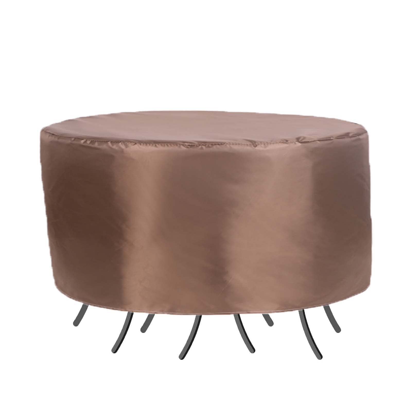 Gardeneea Waterproof Outdoor Round Table and Chairs Set Cover Heavy Duty 239x80cm Patio Furniture Cover UV Resistant for Outdoor Furniture Protects Patio Table and Chairs (Brown 239x80cm)