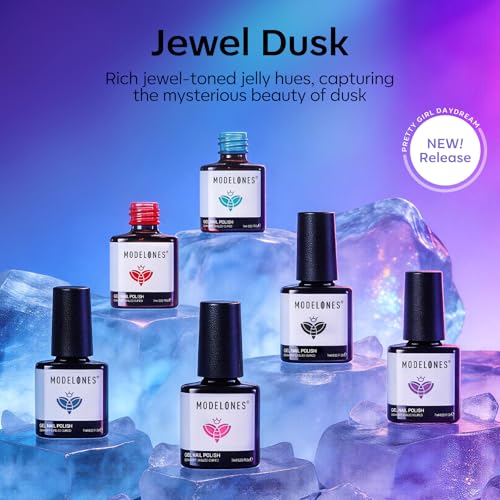 Image of modelones Gel Nail Polish Set Jelly 6Colors Red Pink Blue